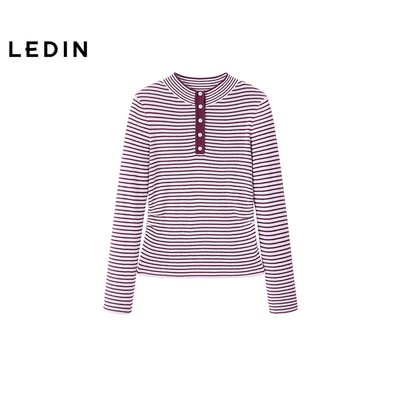 【商场同款】乐町条纹半开襟针织衫秋冬新款修身打底衫C2EEF4463