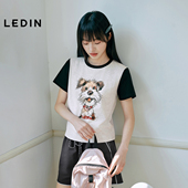 上衣短袖 C2CNF2510 T恤夏季 撞色边插肩袖 商场同款 乐町小狗短袖