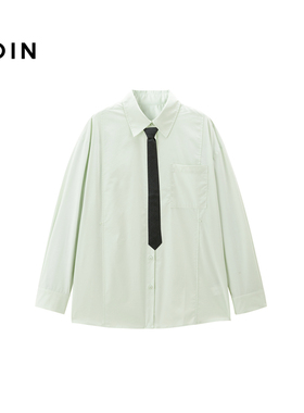【商场同款】乐町2025春季新品学院风宽松领带衬衫上衣C2CAF1139*