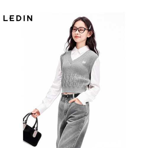 【商场同款】乐町假两件上衣韩系学院风显瘦修身上衣C2CDE4302