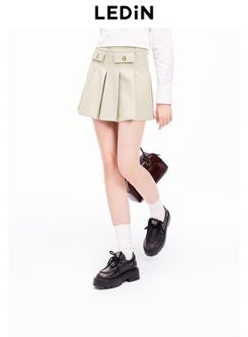 【商场同款】乐町百褶口袋短裙秋季米白色短裙C2GEE3B02