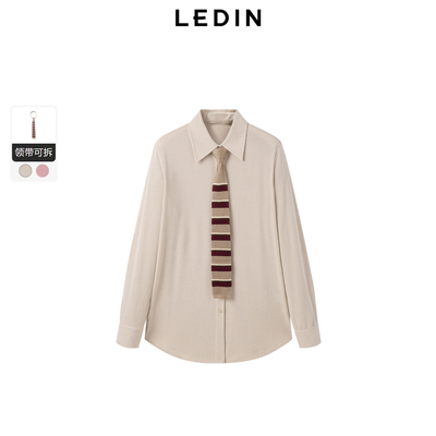 【商场同款】乐町冬季新款复古领带条纹衬衫C2CAE4101