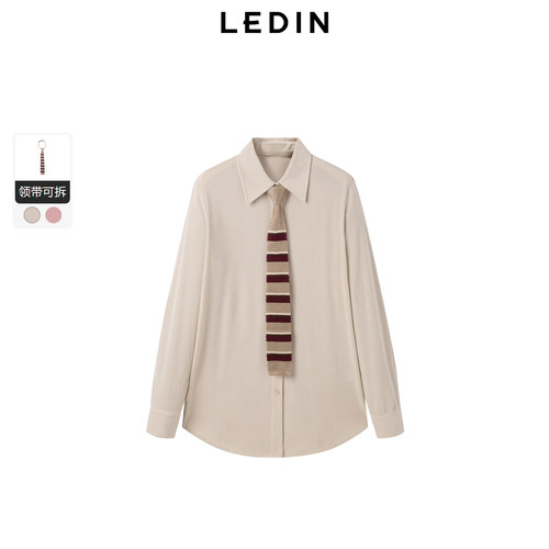 【商场同款】乐町冬季新款复古领带条纹衬衫C2CAE4101