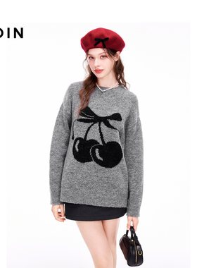 【商场同款】乐町樱桃线套衫冬季新款针织宽松毛衣C1EEE4310