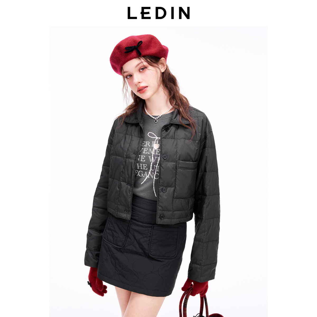 【商场同款】乐町方格衬衫棉服2024年冬季新款保暖外套C1ABE4301