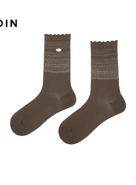 【商场同款】乐町纯色简约中筒袜2026新款弹力百搭袜子C1YGG1143