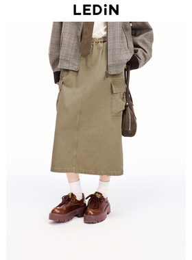 【商场同款】乐町休闲感水洗半裙冬季工装风长裙C2GFE4132