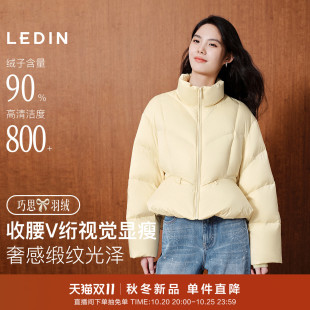 乐町短款珠光面包羽绒服女冬季新款立体裁剪收腰立领保暖加厚外套