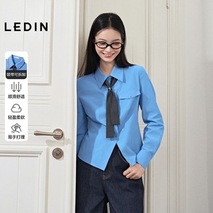 衬衫 乐町抗皱面料长袖 女装 26年春季 可拆领带上衣 新款 商场同款