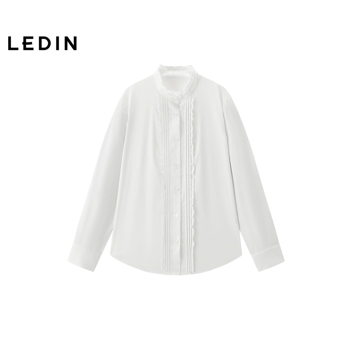 【商场同款】乐町荷叶边长袖衬衫女装2025冬季新款上衣C1CAF4238