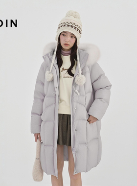 【商场同款】乐町狐狸毛领轻柔羽绒服女冬长款保暖外套C1ACF4405