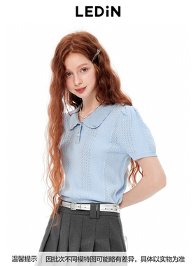 【商场同款】乐町夏季小翻领线套衫毛针织短袖C1EEE3103