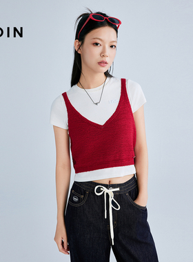 【商场同款】乐町肌理感V领背心夏设计感外穿式背心上衣C2EFF2512
