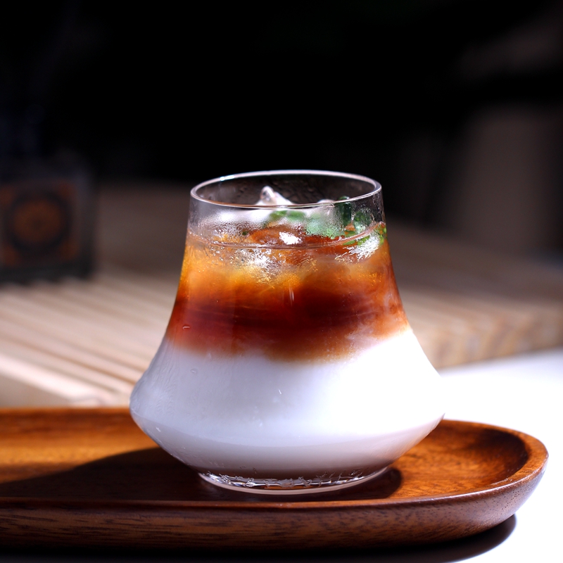 富士山冰美式咖啡玻璃杯拿铁杯子