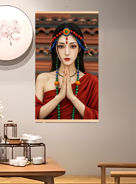 现代中式装饰画竹子印花卷帘挂画走廊客厅画茶室玄关挂画印花竹帘