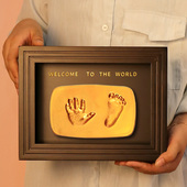 宝宝印泥手印脚印周岁百天仪式 新生婴儿脐带新生儿女那色实木相框