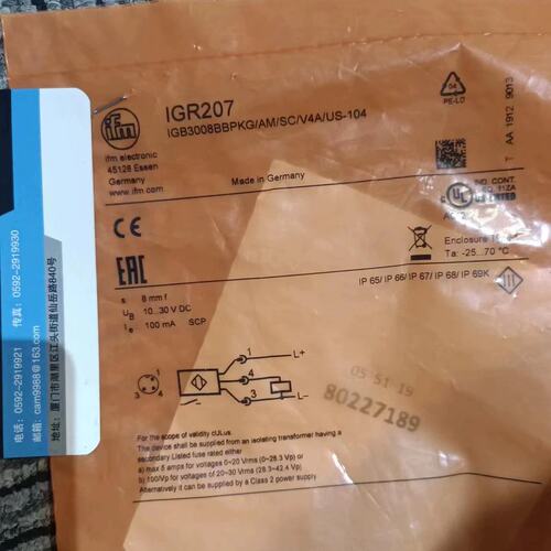 IFM IGR207 IGR203 IIR206 IIW200感测器议价