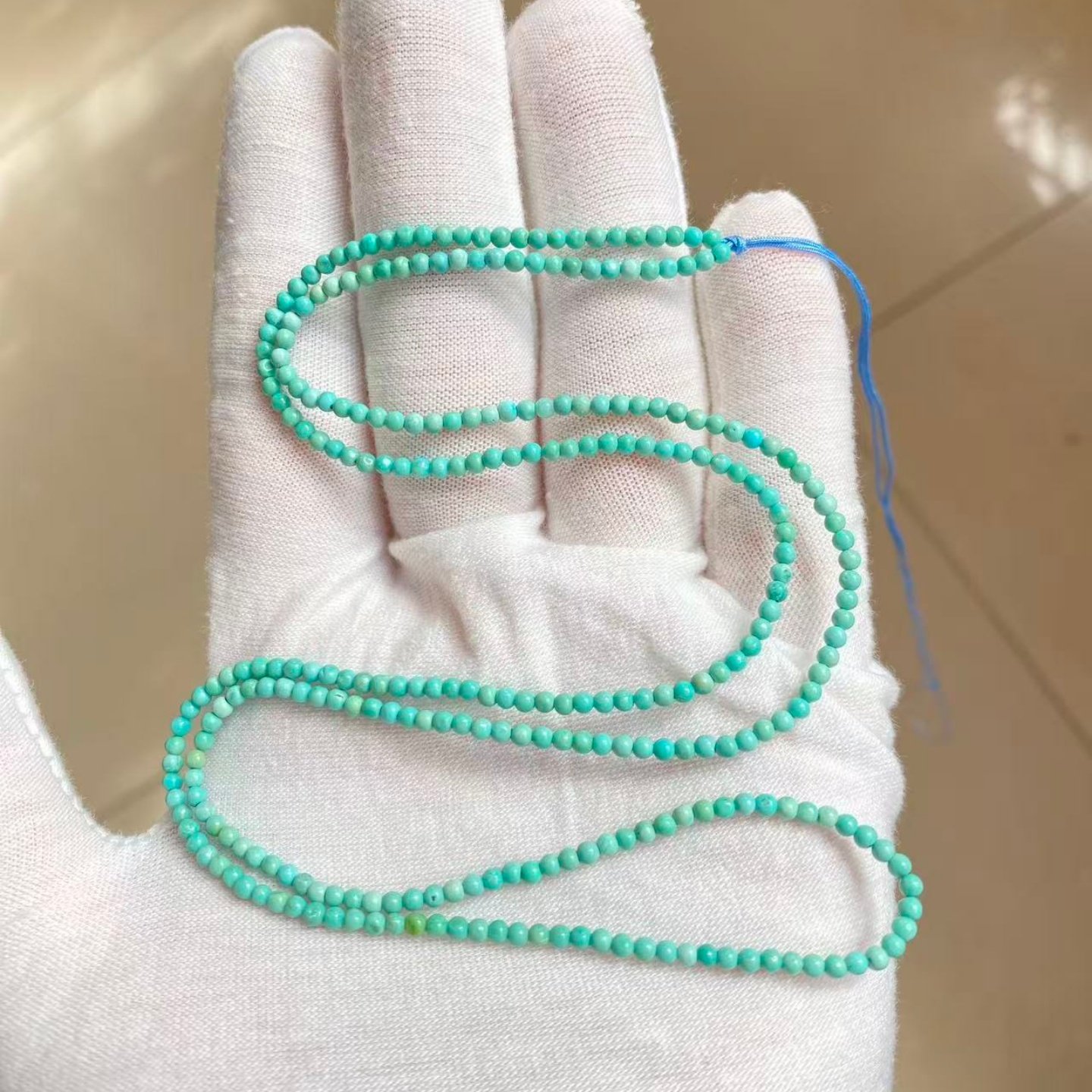 极细天然绿松石串珠项链diy颈链