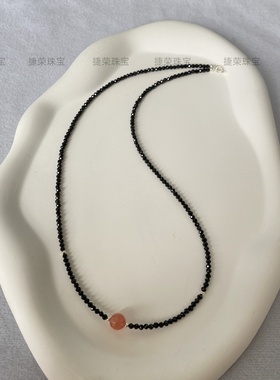 小众设计黑尖晶石串珠南红项链女
