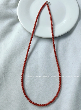 天然南红玛瑙小米珠本命年锁骨链