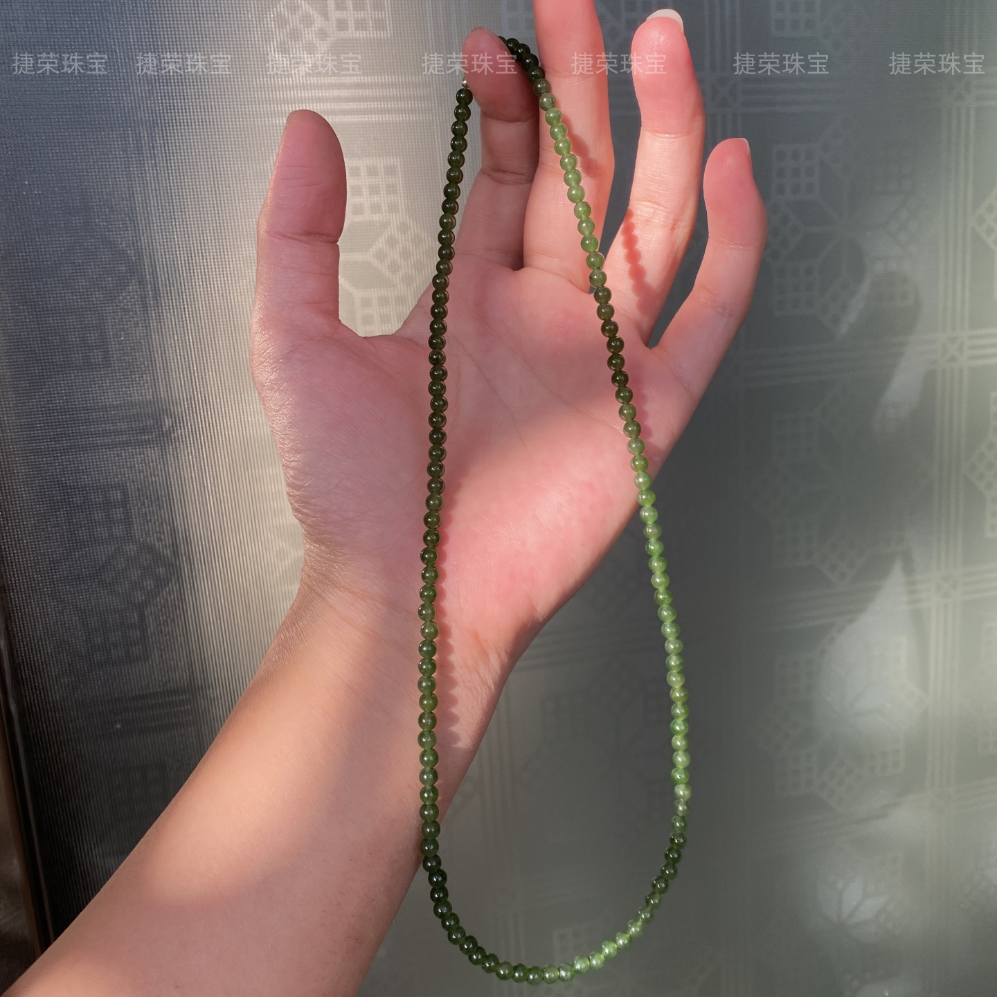 天然和田碧玉串珠项链女款百搭