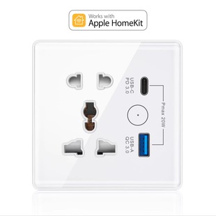 HOMEKIT MFI认证扫万能插英规智能墙壁插座 SIRI语音type-c快充