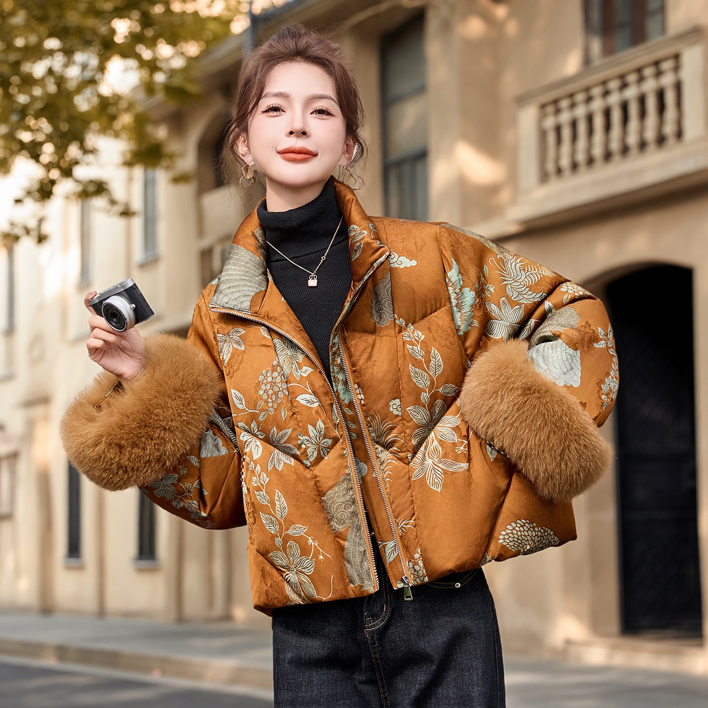 2025年冬季新款狐狸毛羽绒服外套