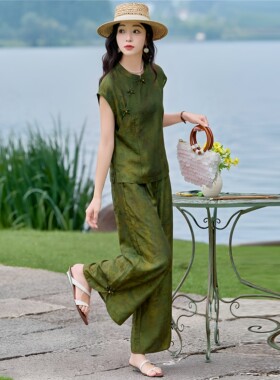 夏季新中式小飞袖女装两件套