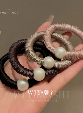 韩版东大门同款仿珍珠小肠发圈高级感百搭皮筋女扎头旅行头绳发饰