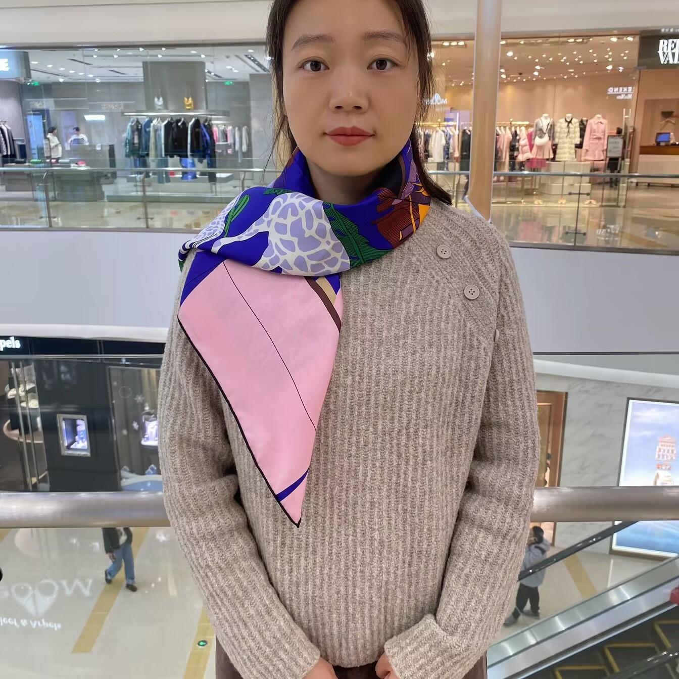 原创高端设计送礼丝巾真丝90双面大方巾桑蚕丝围巾春秋围巾披肩女