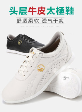 劲极太极鞋真皮平底软牛筋底高端