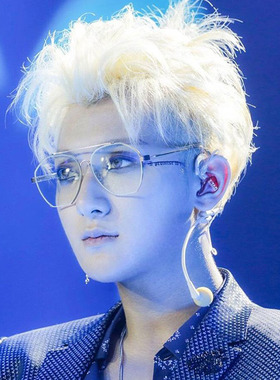 黄子韬戚薇同款大框不规则平光镜