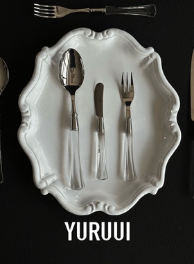 [YURUUI设计师]法国Capdeco透明水晶色不锈钢刀叉勺西餐餐具套组