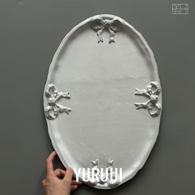 [YURUUI设计师]法国CARRON PARIS蝴蝶结大椭圆盘餐盘鱼盘