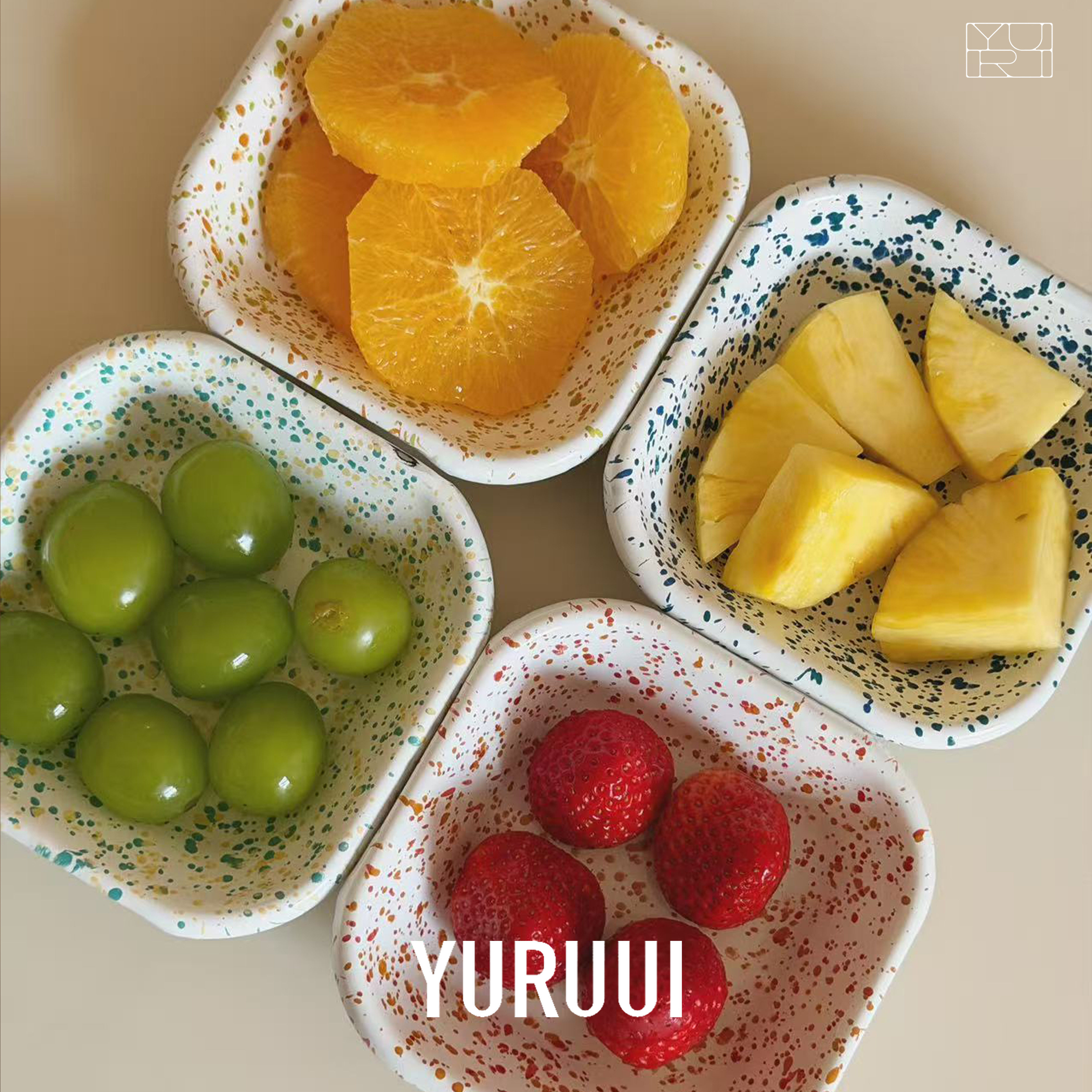 [YURUUI设计师]韩国eding泼墨搪瓷方形小烤盘小方盘零食盘