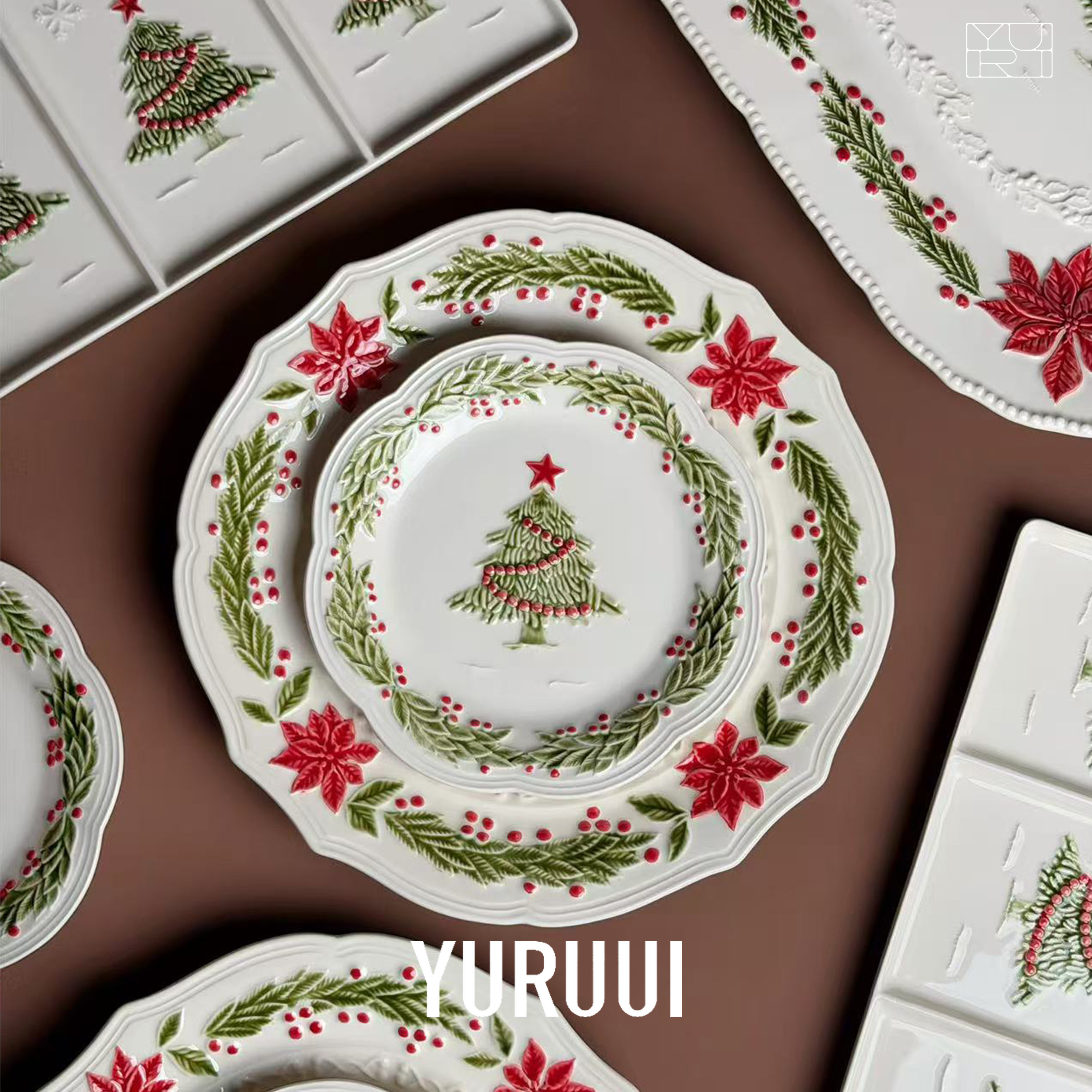 [YURUUI设计师]葡萄牙Bordallo Pinheiro圣诞系列沙拉盘分餐盘,餐饮具,盘,淘宝优惠券,粉丝福利购,淘宝优惠卷