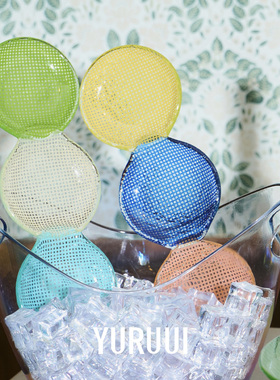 [YURUUI设计师]韩国Eding彩色方格玻璃托盘餐盘家用玻璃器皿