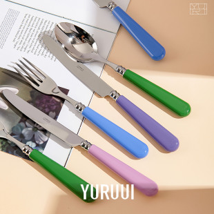 法国CAPDECO太阳神彩色亚克力不锈钢刀叉勺西餐具 YURUUI设计师
