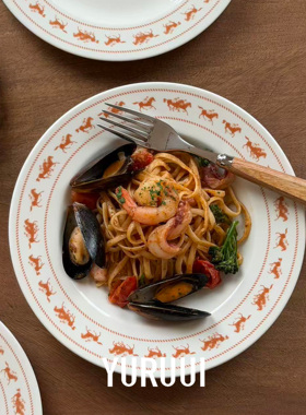 [YURUUI设计师]丹麦Service Projects橘色奔马马年晚餐盘牛排盘