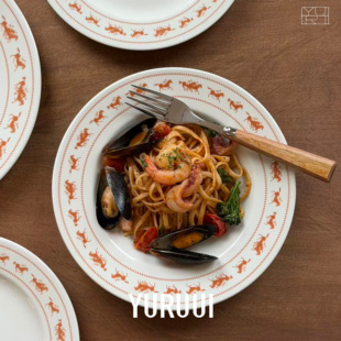 [YURUUI设计师]丹麦Service Projects橘色奔马马年晚餐盘牛排盘