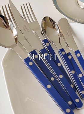 [YURUUI设计师]现货!法国Sabre Paris克莱因蓝刀叉不锈钢西餐餐具