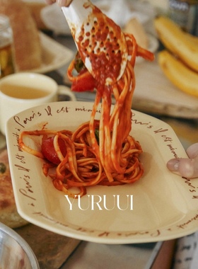 [YURUUI设计师]韩国Hotel827法式复古英文 韩式奶油色陶瓷餐具