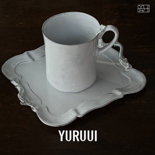 [YURUUI设计师]法国Carron Paris黑色玛丽王后小花马克杯盘