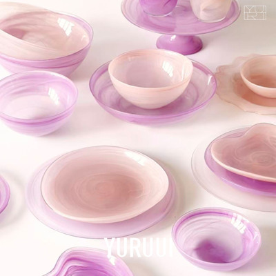 [YURUUI设计师]韩国alabaster雪花石玻璃餐具