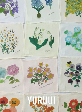 [YURUUI设计师]日本fog linen work春日花卉亚麻装饰桌布45x45cm