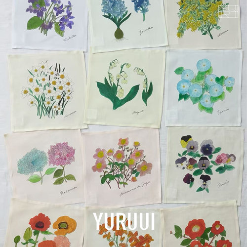 [YURUUI设计师]日本fog linen work春日花卉亚麻装饰桌布45x45cm