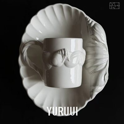 [YURUUI设计师]意大利VBC CASA白瓷贝壳浮雕餐盘马克杯沙拉盘