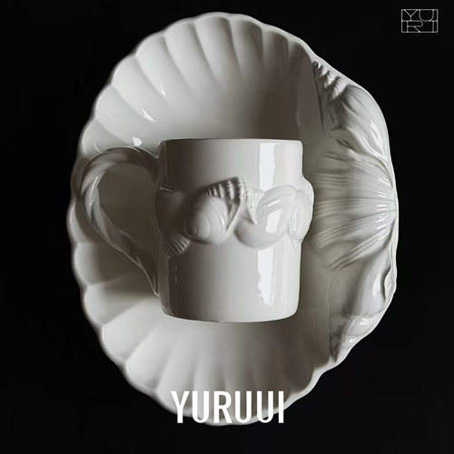 [YURUUI设计师]意大利VBC CASA白瓷贝壳浮雕餐盘马克杯沙拉盘