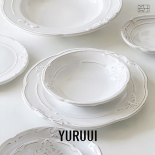 [YURUUI设计师]意大利Virginia Casa粗陶浮雕餐盘杯碟酸奶谷物碗