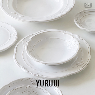 意大利设计师粗陶浮雕餐盘